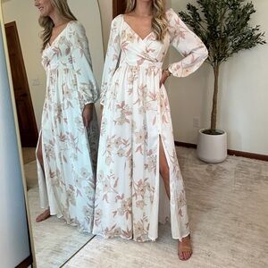Baltic Born White and Pink Floral Long Sleeve Dress